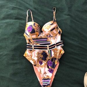 Belted one piece swimsuit